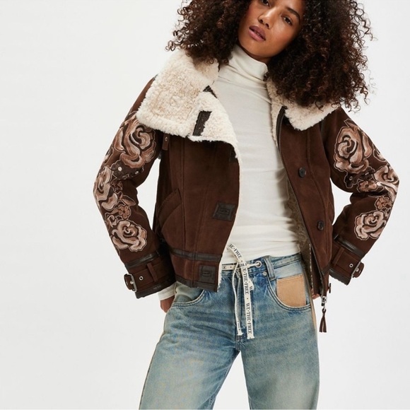 Free People Jackets & Blazers - Free People We The Free Andies Moto Jacket – Vegan Leather Sherpa Lined – M